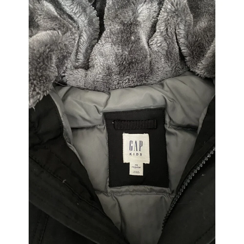 Gap Black Winter Coat With Fur Lined Hood